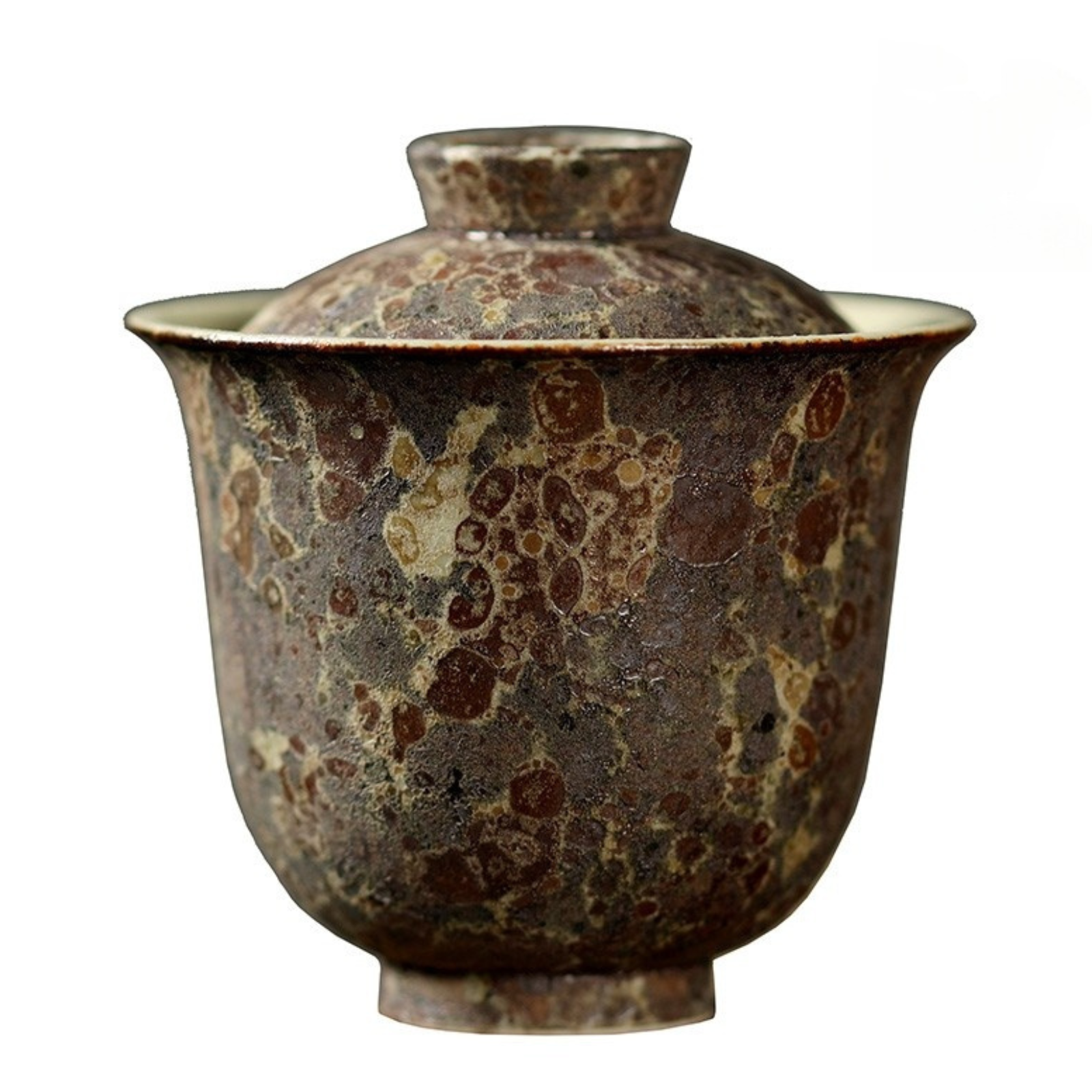 Handgefertigter Gaiwan mit Meteorglasur – 160 ml Zen-Wabi-Sabi-Keramik, im Ofen verarbeitet