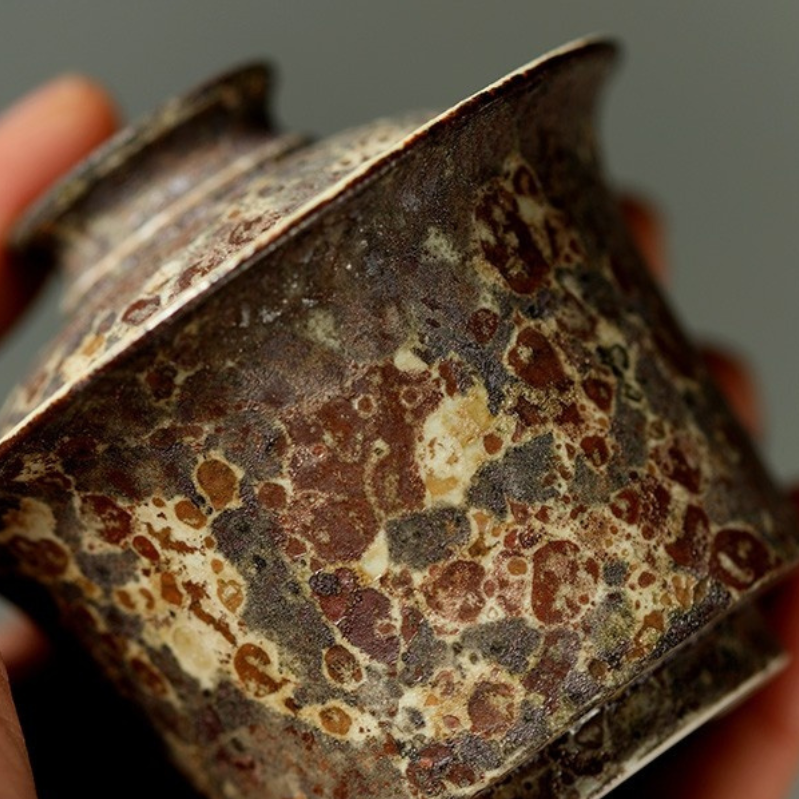 Handmade Meteor Glaze Gaiwan - 160ml Zen Wabi-Sabi Ceramic, Kiln-Transformed