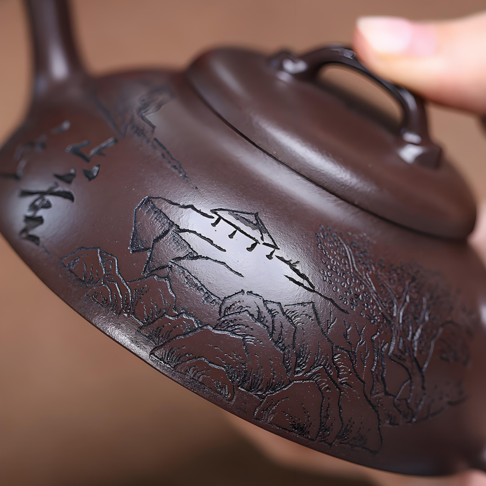 Half-Moon Bridge Zisha Teapot - 150ml Handmade Zi Ni Clay