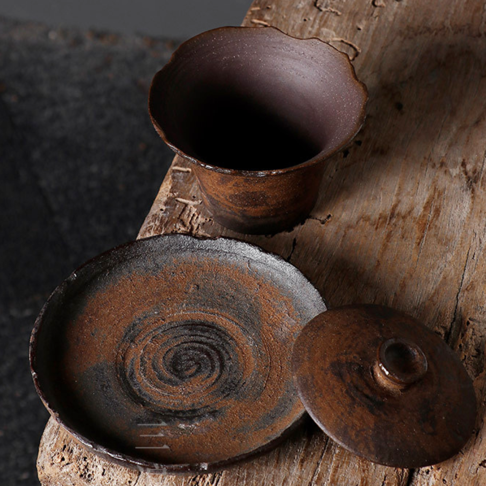 Handgefertigtes Wabi-Sabi Zisha Gaiwan-Set – 150 ml, rustikale Keramik, Sand-Finish