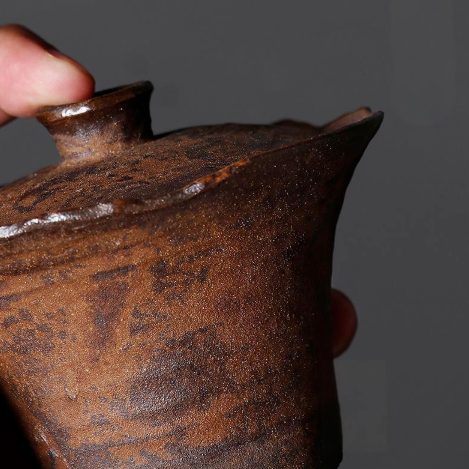 Handmade Wabi-Sabi Zisha Gaiwan Set - 150ml Rustic Ceramic, Sand-Finish