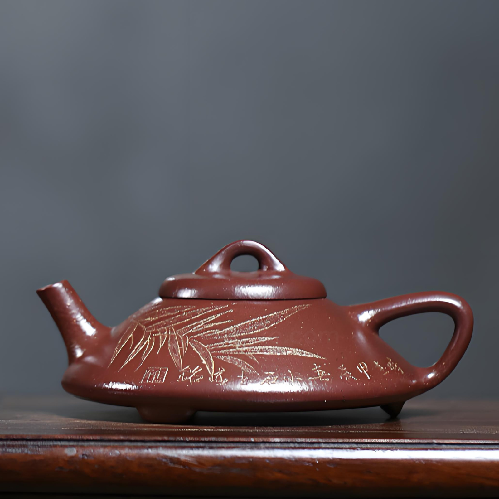 Bamboo-Inspired Zisha Teapot - 160ml Handmade Jiangpo Clay