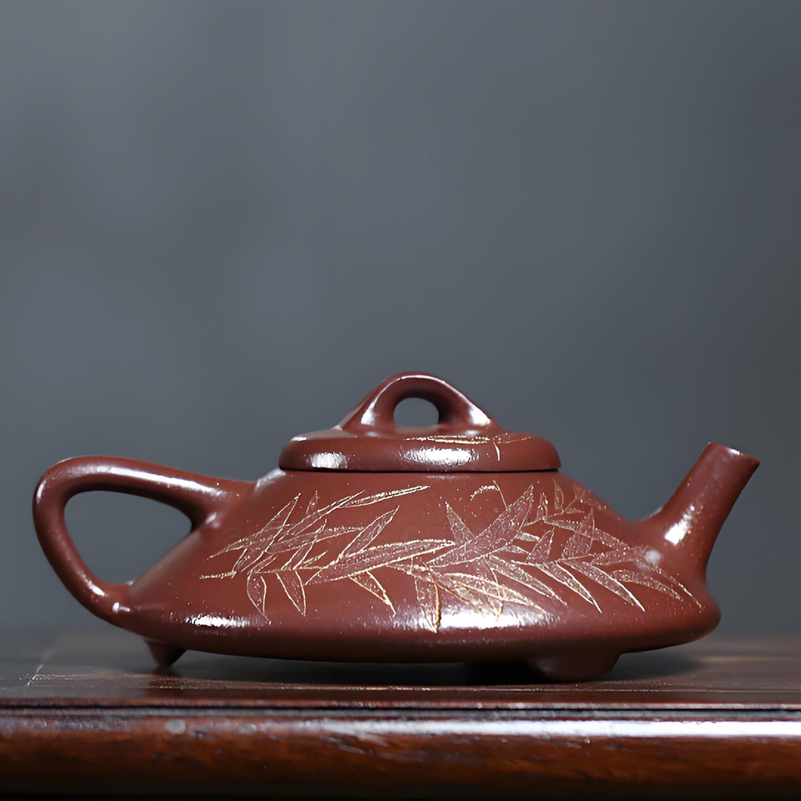 Bambus-inspirierte Zisha-Teekanne – 160 ml, handgefertigter Jiangpo-Ton