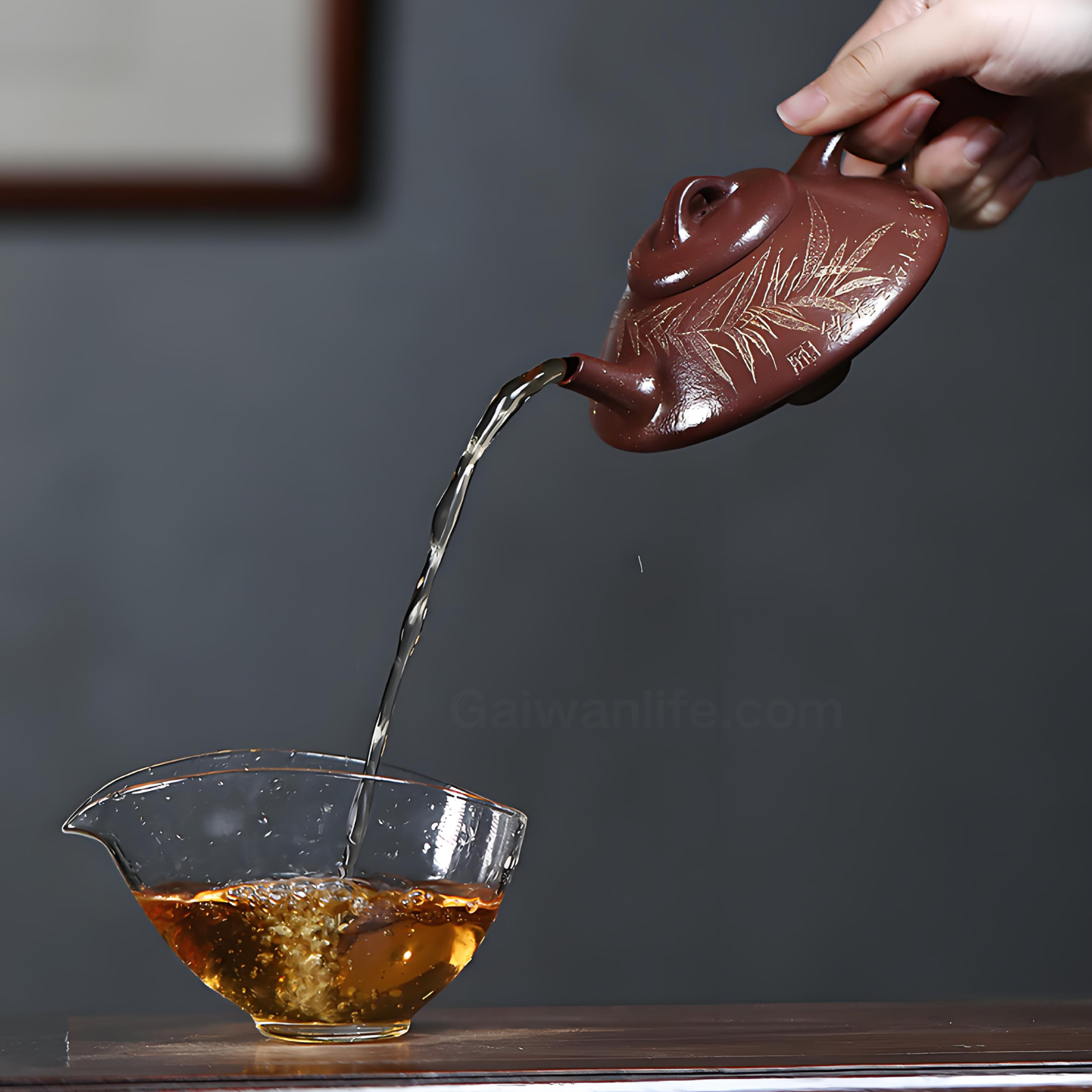 Bambus-inspirierte Zisha-Teekanne – 160 ml, handgefertigter Jiangpo-Ton