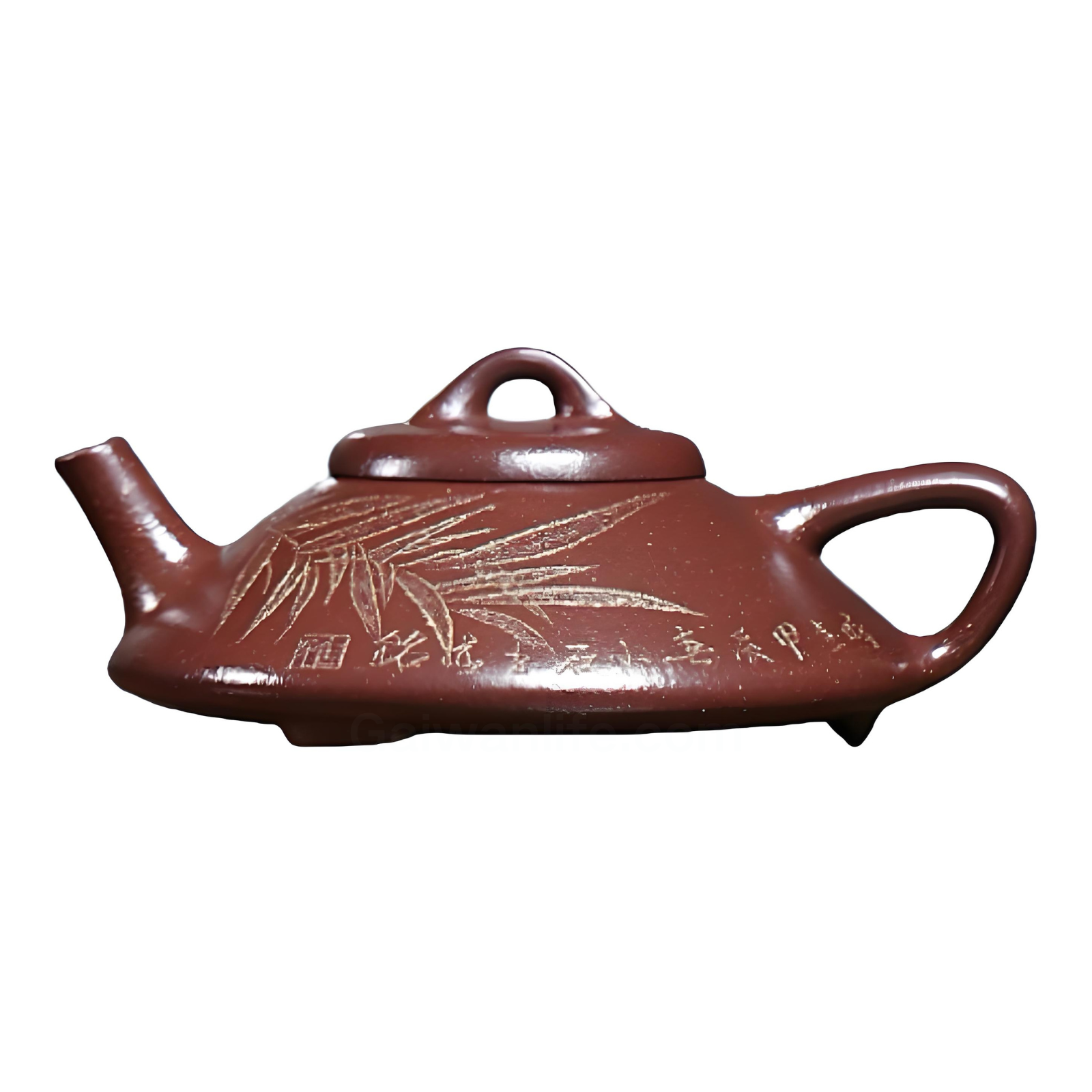 Bamboo-Inspired Zisha Teapot - 160ml Handmade Jiangpo Clay