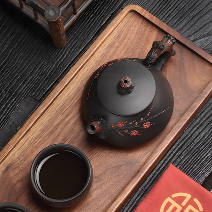 200ML Yunnan Jianshui Black Clay Plum Blossom Teapots