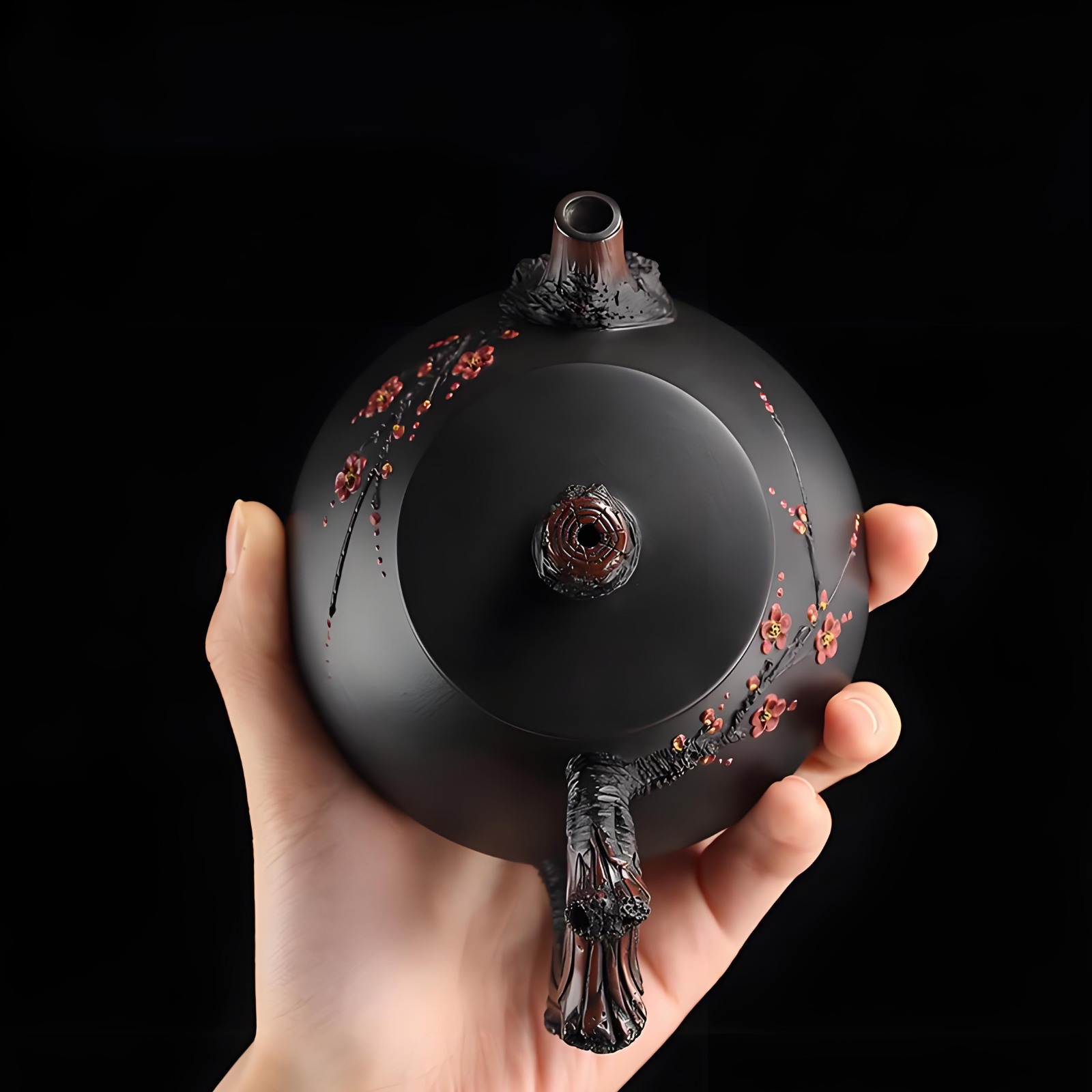 200ML Yunnan Jianshui Black Clay Plum Blossom Teapots