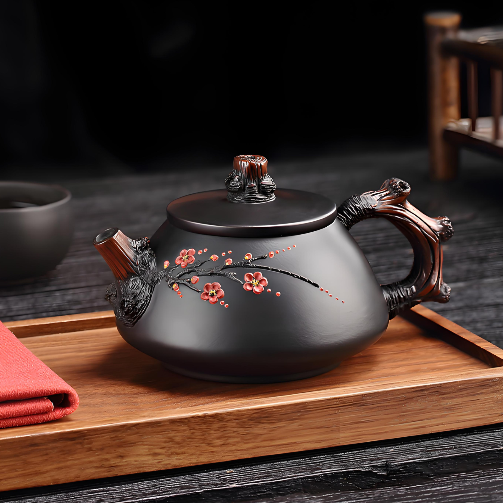 200ML Yunnan Jianshui Black Clay Plum Blossom Teapots
