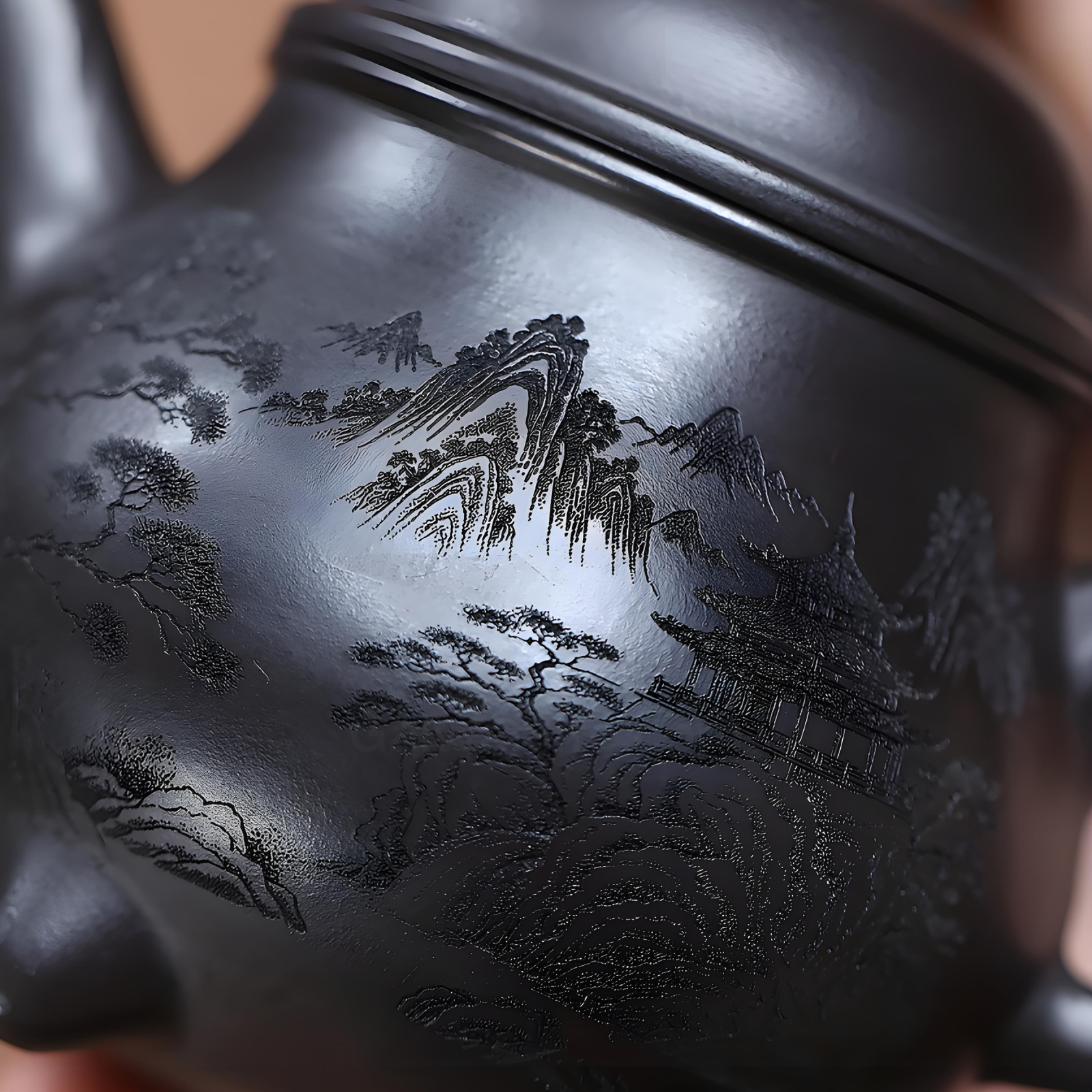 Three-Legged Tripod Zisha Teapot - 310ml Handmade Xuanti Shihuang Clay