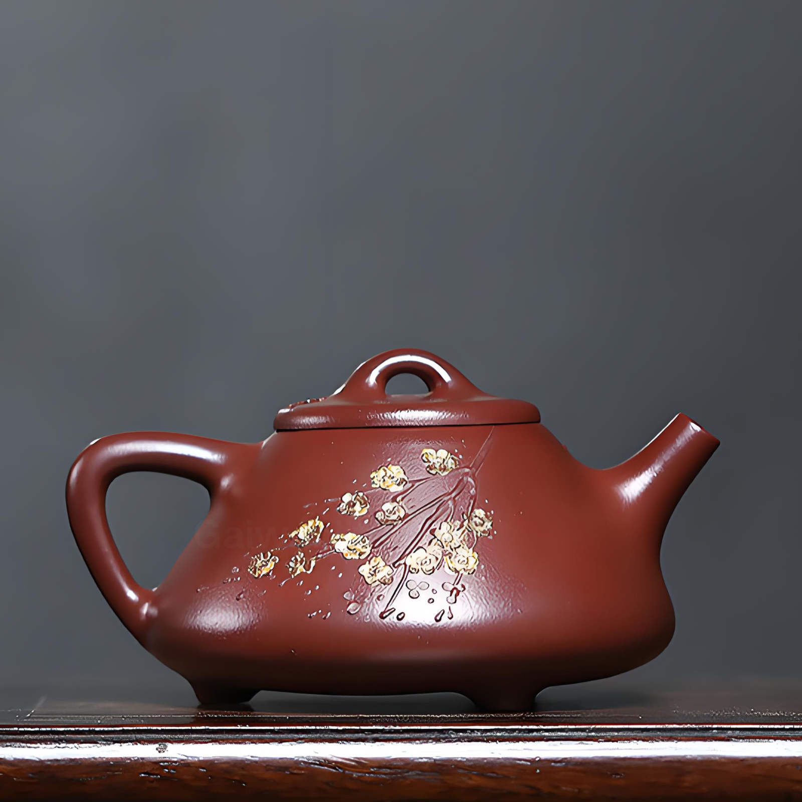 Jingzhou Stone Ladle Teapot - 310ml Handmade Red Hong Pi Long Clay