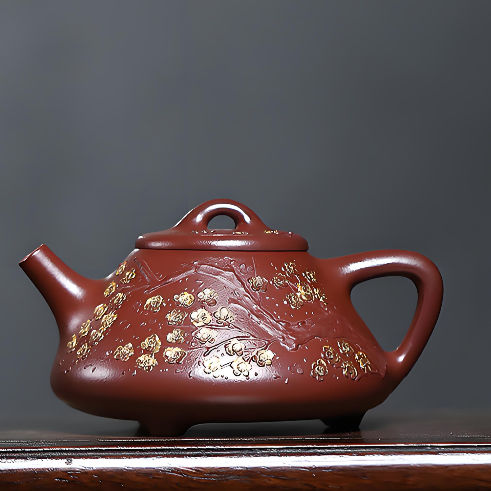 Jingzhou Stone Ladle Teapot - 310ml Handmade Red Hong Pi Long Clay