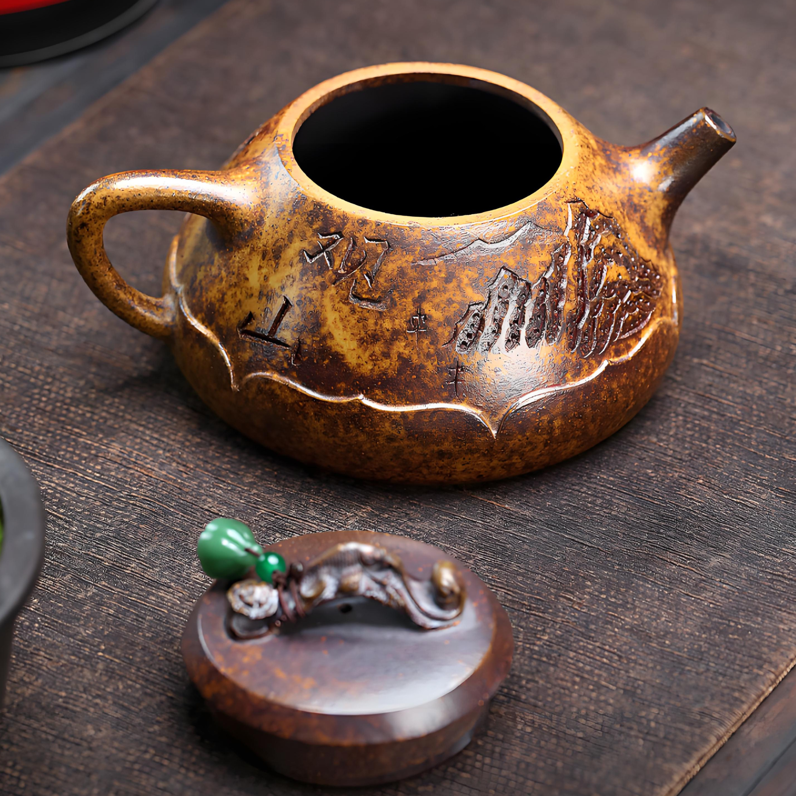Mountain View Zisha Teapot - 330ml Handmade Duan Ni Clay