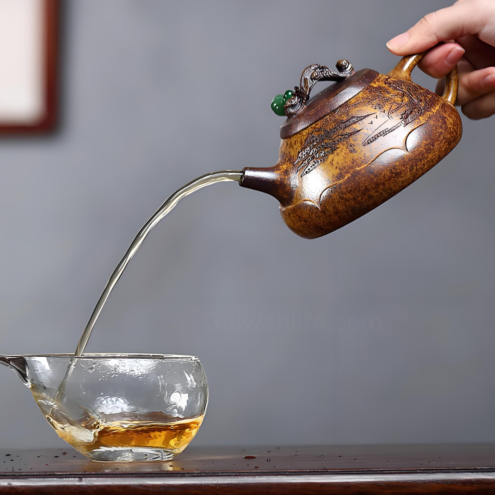 Mountain View Zisha Teapot - 330ml Handmade Duan Ni Clay