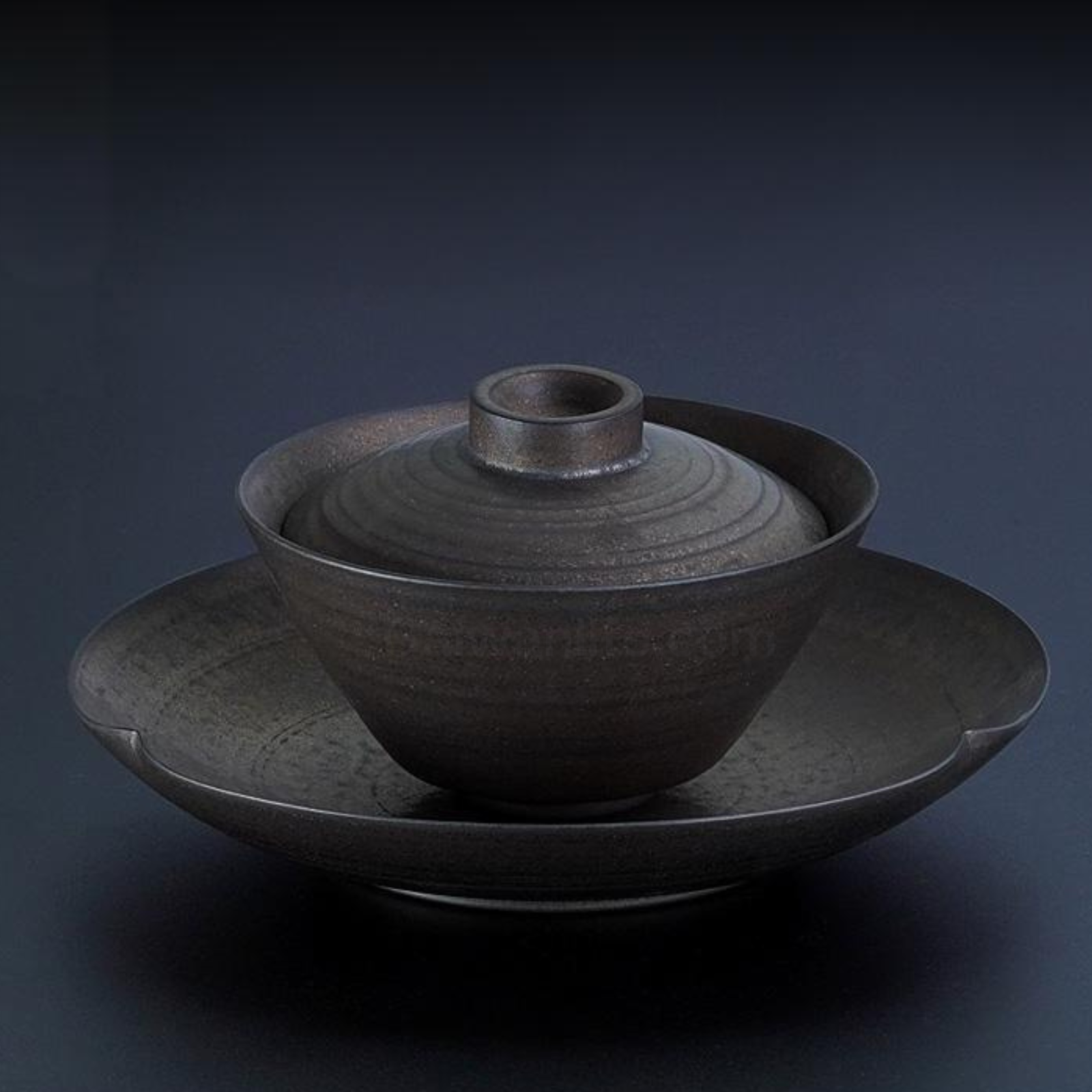 Gaiwan-Set aus vergoldeter Keramik – handgefertigte schwarze Keramik mit goldenen Akzenten, 180 ml
