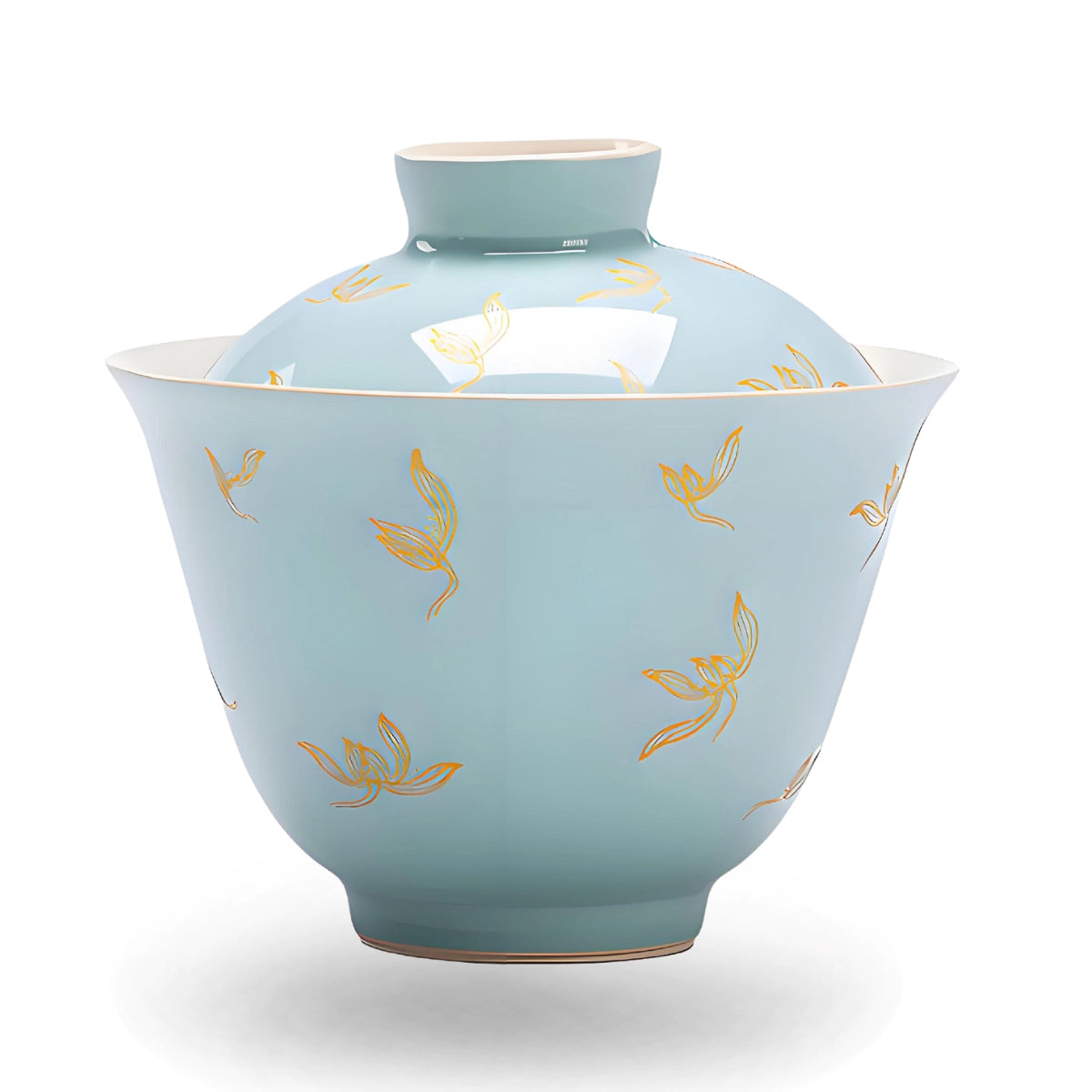 Ceramic orchid hand-painted bowl blue