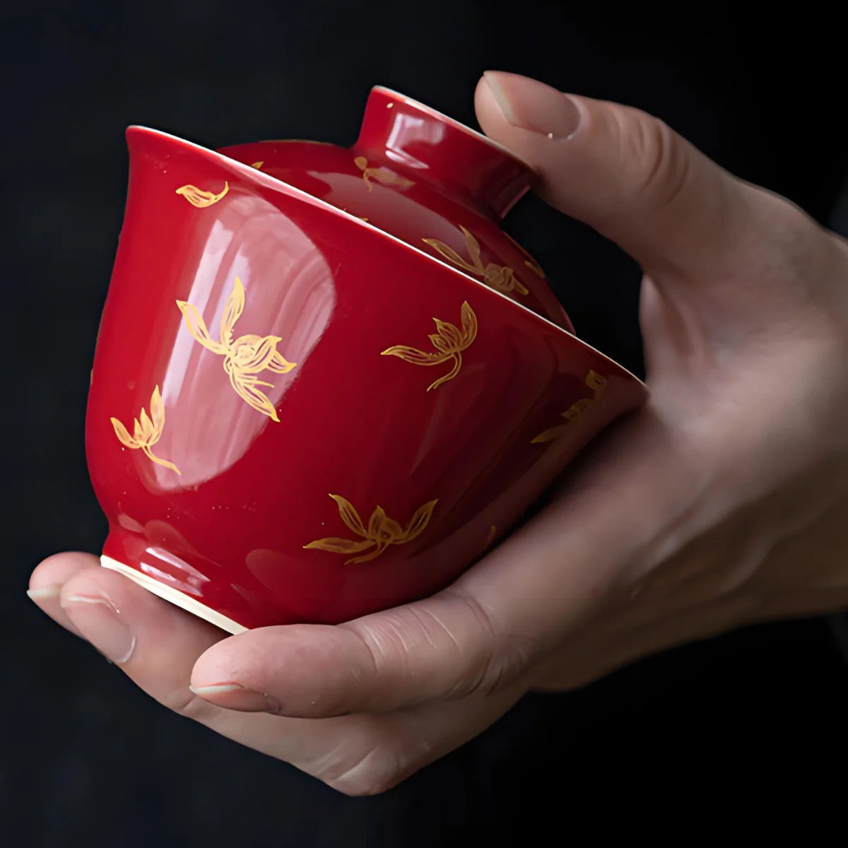 Ceramic orchid hand-painted gaiwans 3