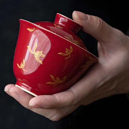 Ceramic orchid hand-painted gaiwans 3