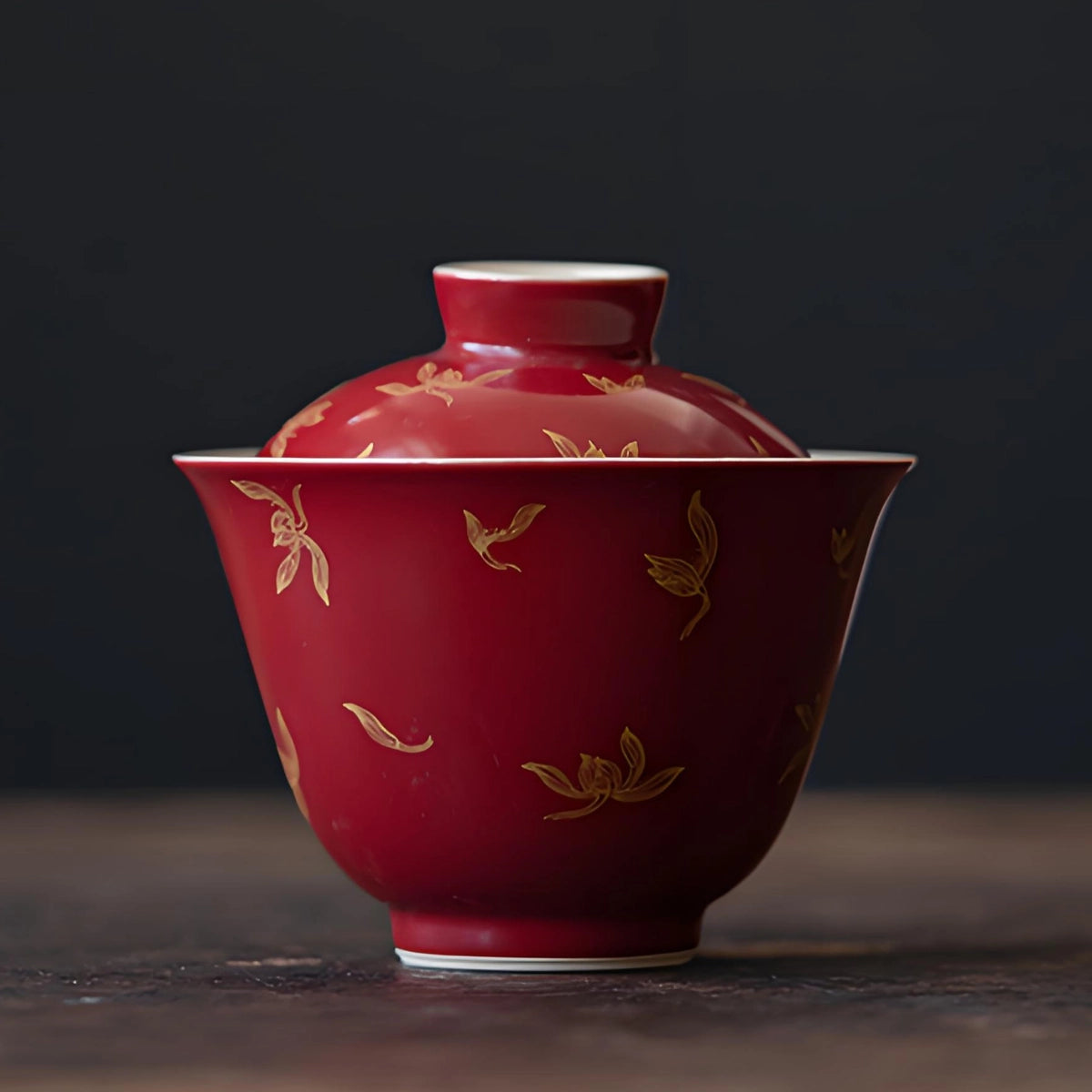 Ceramic orchid hand-painted gaiwans