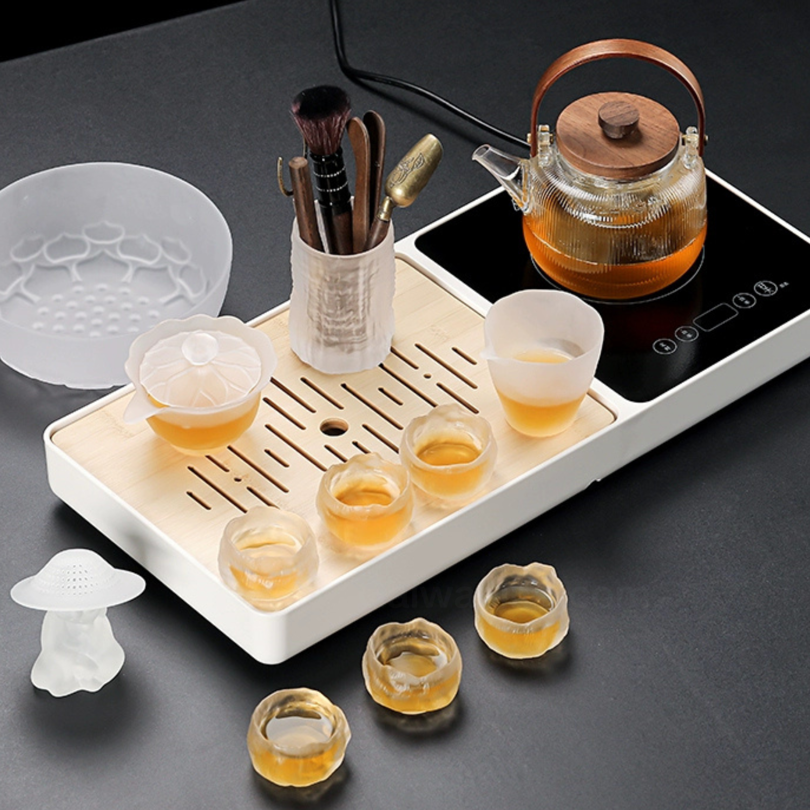 Lotus Seedpod Glass Tea Set - 170ml Modern Gongfu Ceremony Set with Gift Box