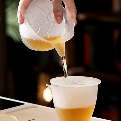 Service à thé en verre Lotus Seedpod - 170 ml - Coffret de cérémonie Gongfu moderne avec coffret cadeau