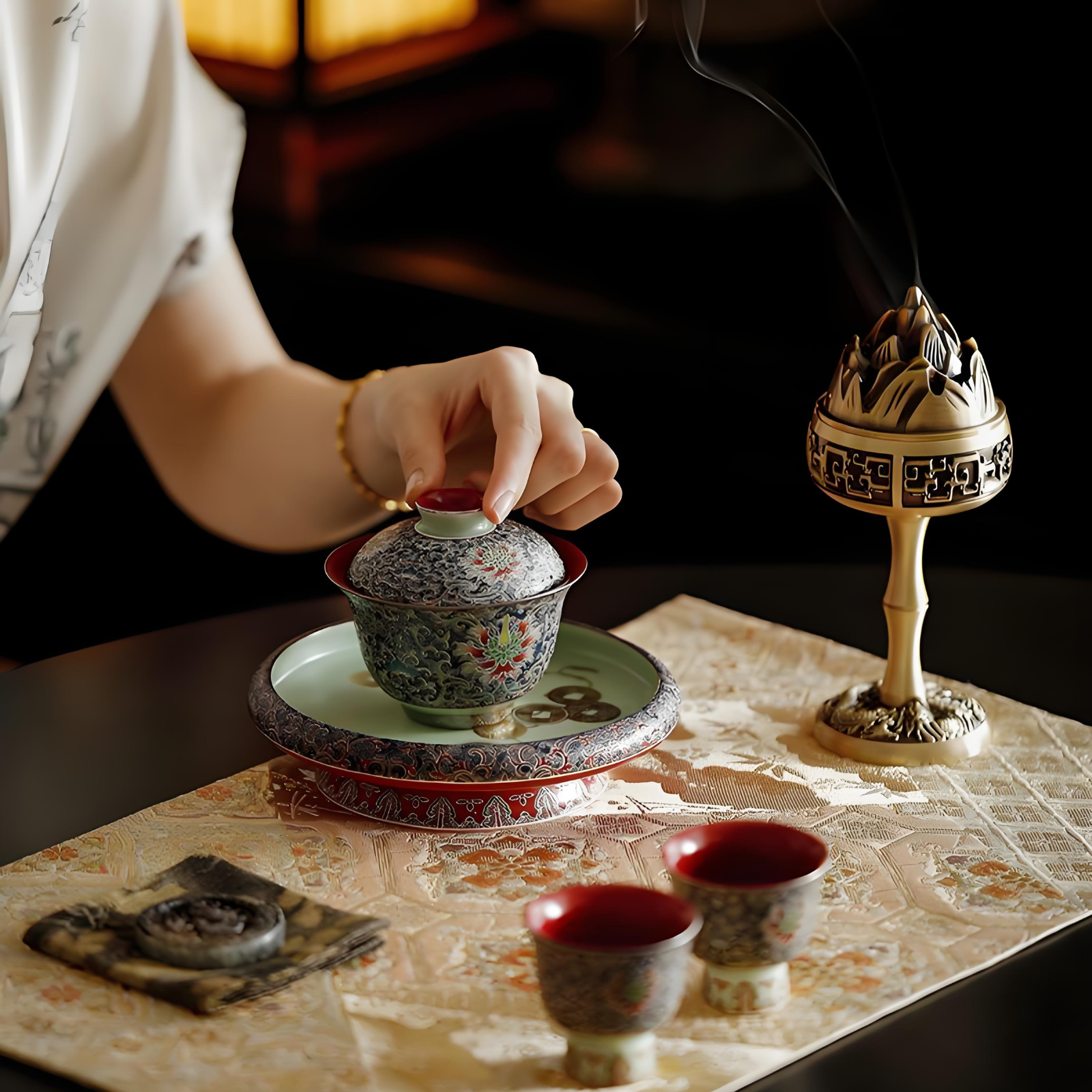 Imperial Cloisonné-Teeservice – 150 ml blaue und goldene Keramik, handgefertigtes Drachenmotiv, luxuriöse Geschenkbox