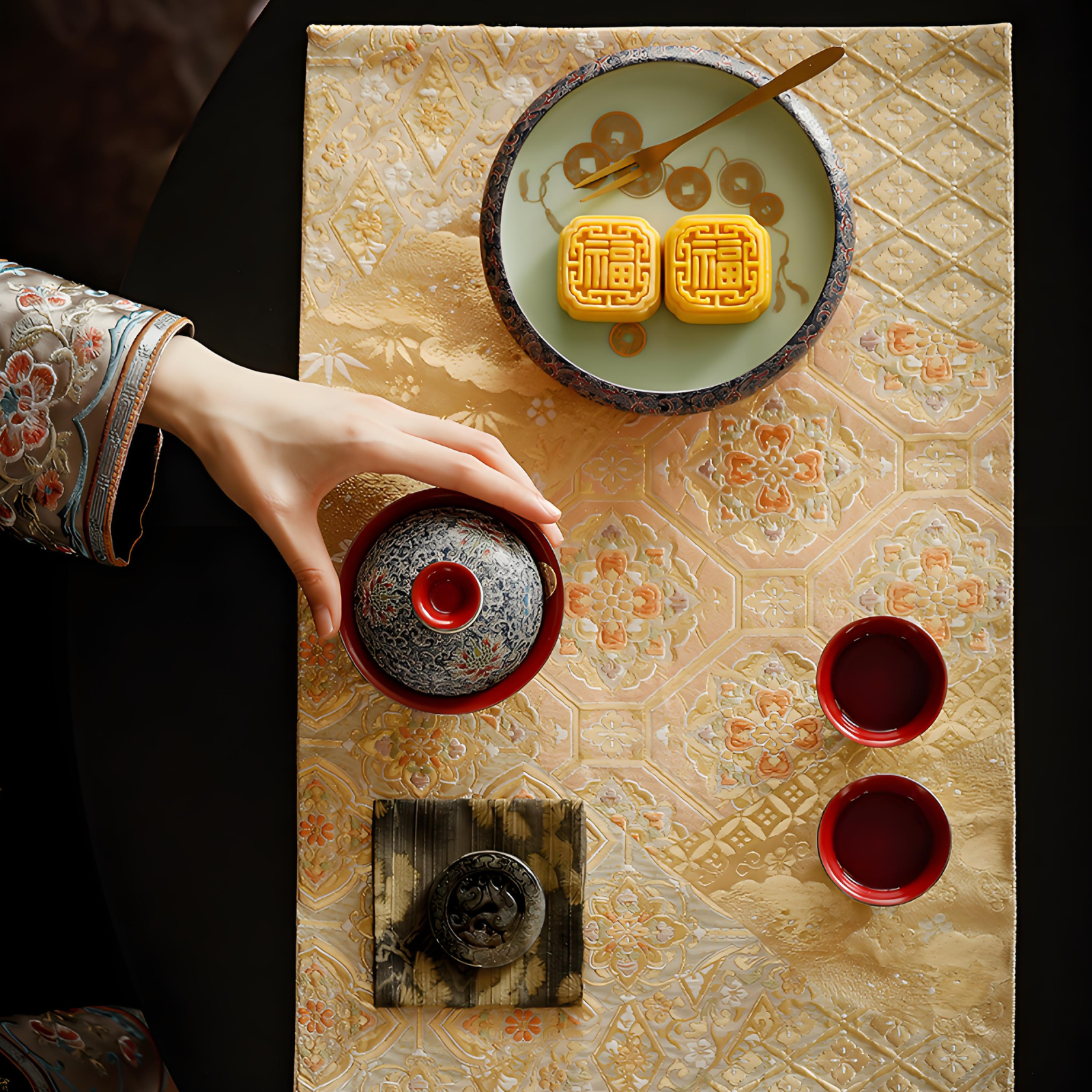 Imperial Cloisonné-Teeservice – 150 ml blaue und goldene Keramik, handgefertigtes Drachenmotiv, luxuriöse Geschenkbox