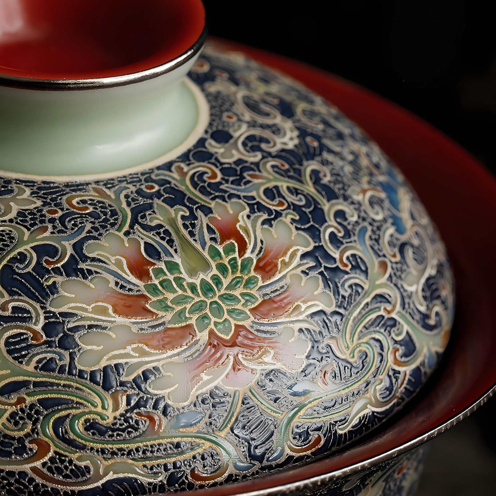 Imperial Cloisonné-Teeservice – 150 ml blaue und goldene Keramik, handgefertigtes Drachenmotiv, luxuriöse Geschenkbox