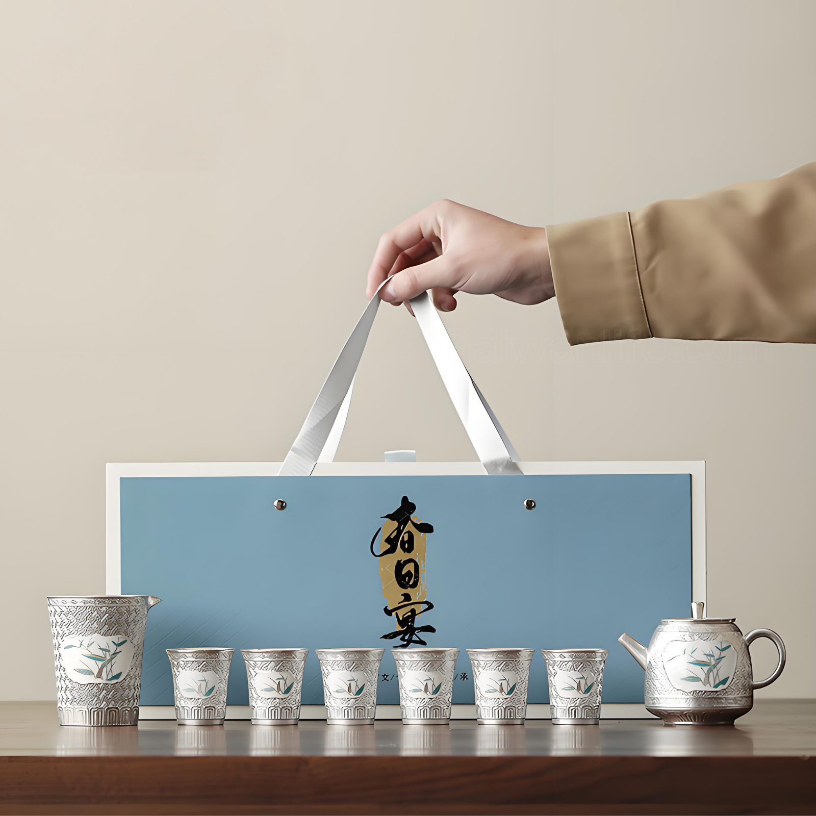 Forbidden City Cultural Creations: Bamboo Rhyme Silver-Gilded Tea Sets