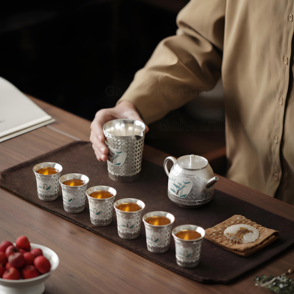 Forbidden City Cultural Creations: Bamboo Rhyme Silver-Gilded Tea Sets