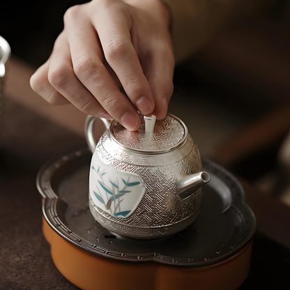Forbidden City Cultural Creations: Bamboo Rhyme Silver-Gilded Tea Sets