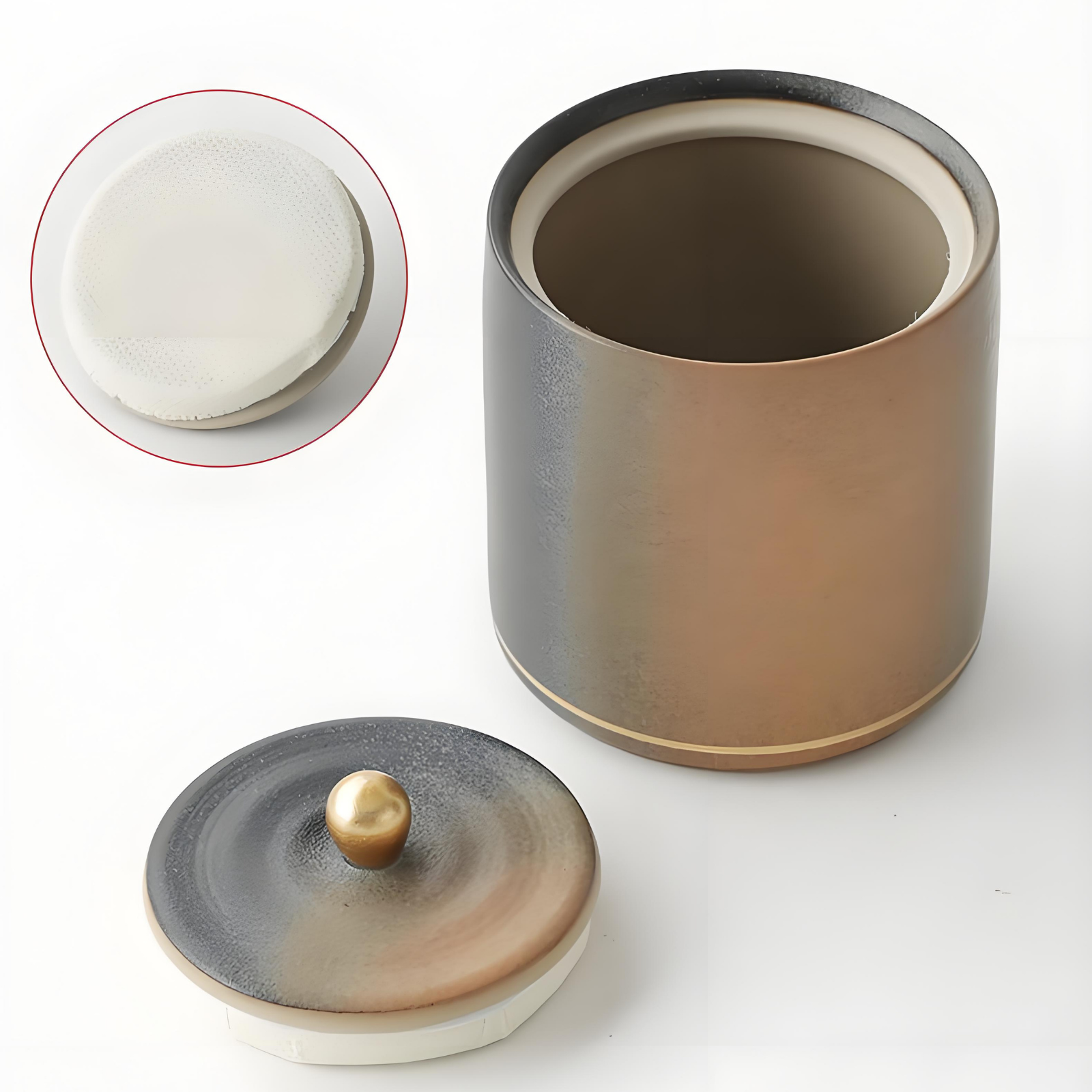 12-Piece Ceramic Gongfu Tea Set with Rotating Spout & Bamboo Tray - Lead-Free Gold Accents