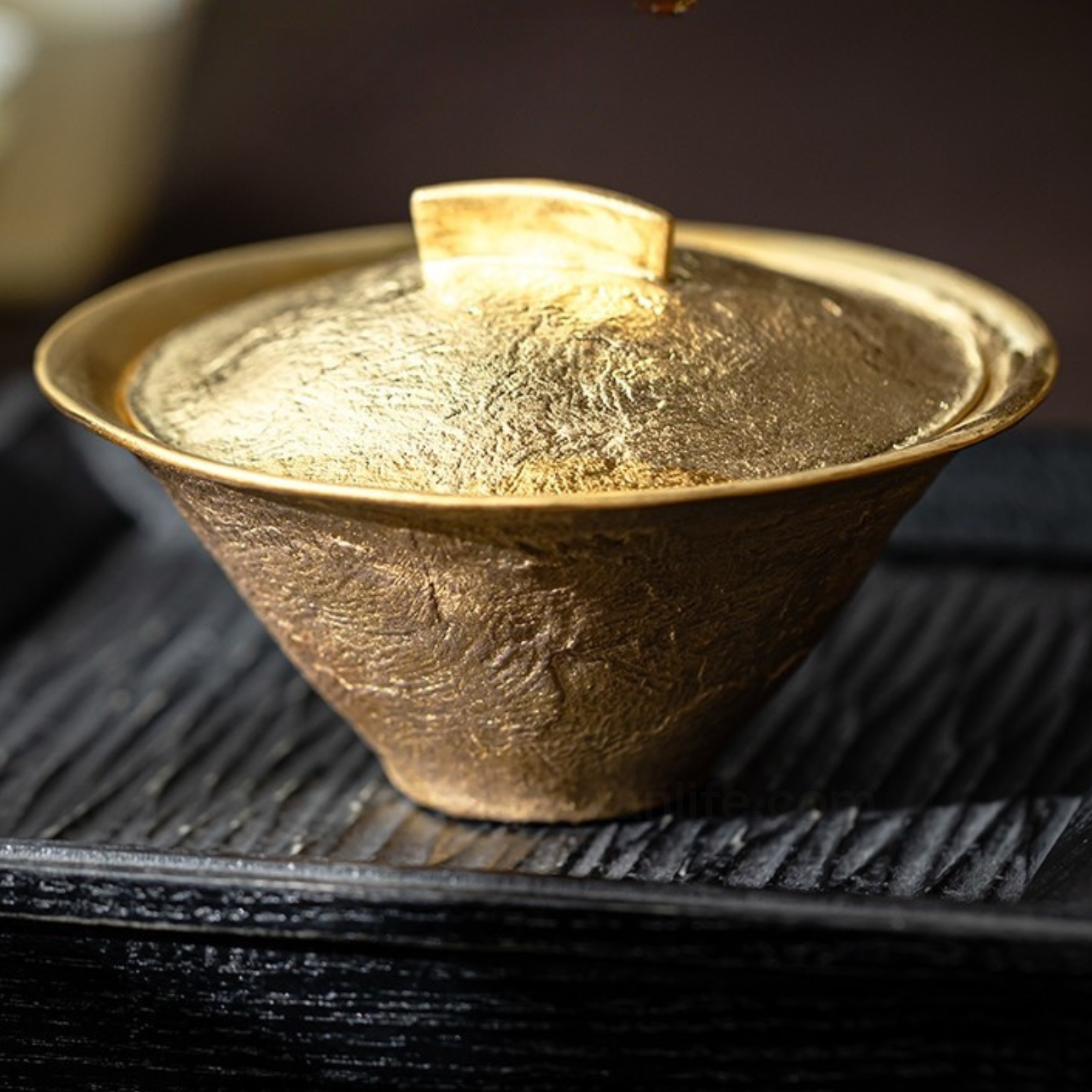 Handgefertigter vergoldeter Gaiwan – 100 ml, Silber- und Goldakzente, Retro-Teezeremonie