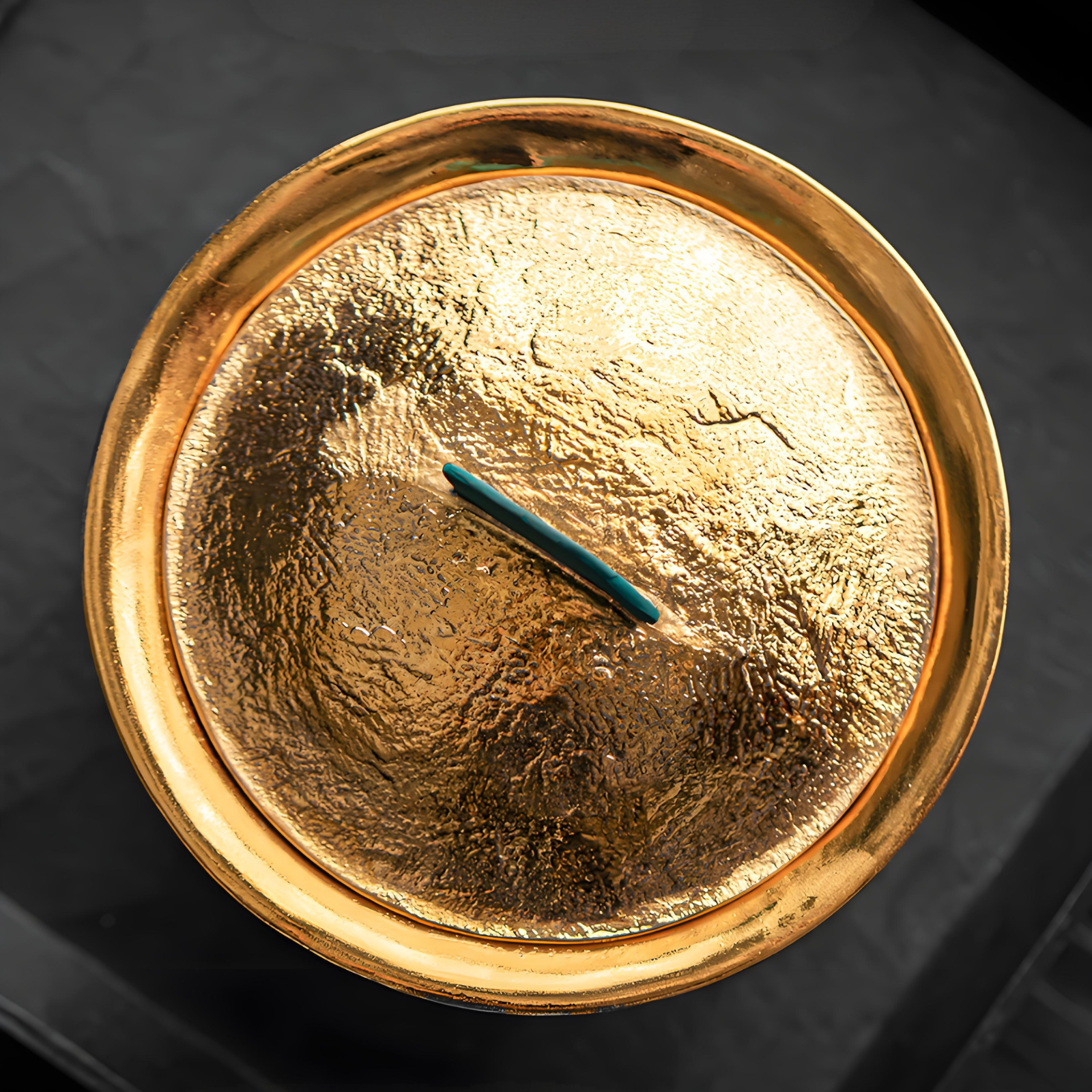 Handmade Thin-Wall Gaiwan Teacup - Peacock Green with Flowing Silver Accents, 100ml