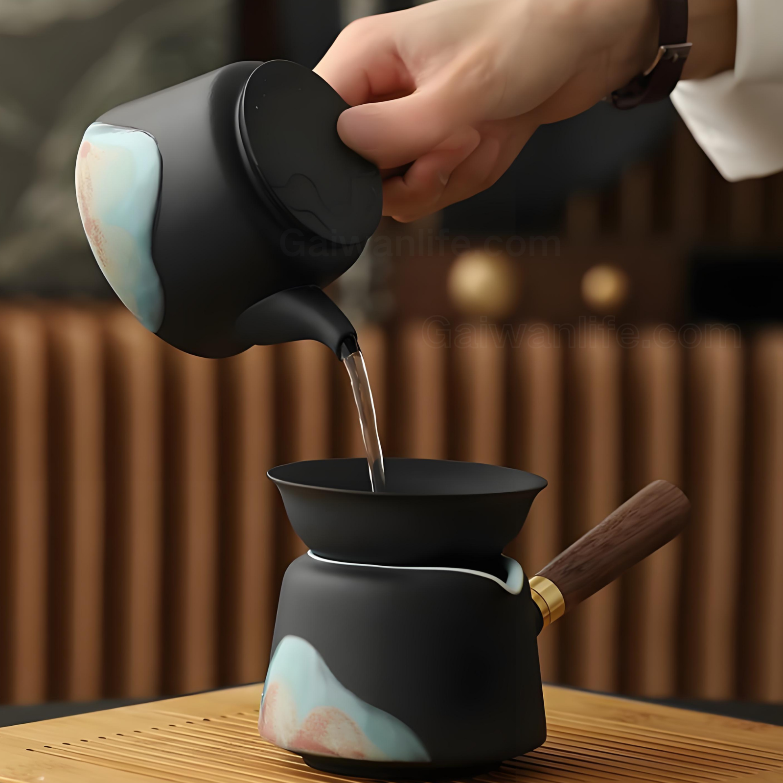 Black Ceramic Gongfu Tea Set - 13-Piece with Tray & Gift Box