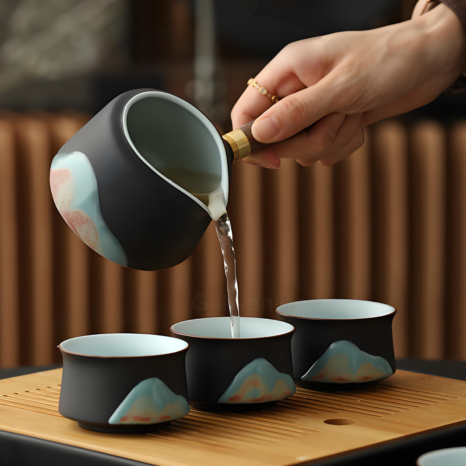 Black Ceramic Gongfu Tea Set - 13-Piece with Tray & Gift Box