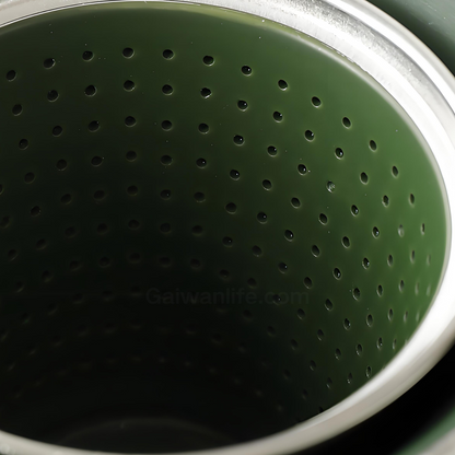 Handcrafted Silver-Inlaid Fish & Algae Gaiwan - 150ml Dark Green Ceramic, Collector’s Box
