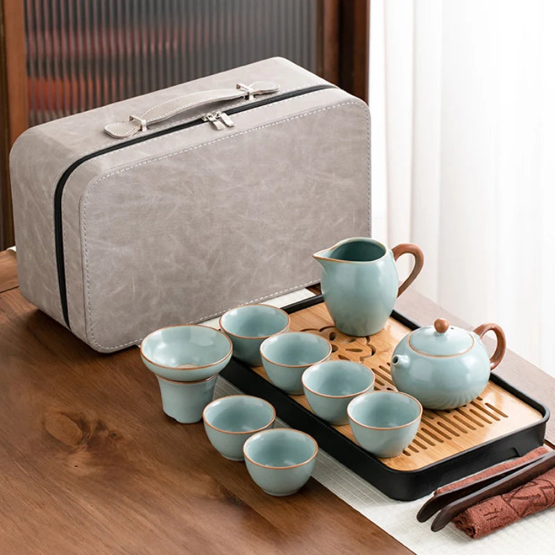 Huang Ruyao Travel Gaiwan Tea Set Cyan