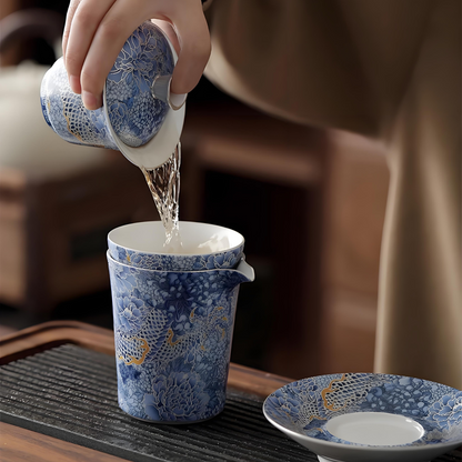 Imperial Dragon Cloisonné-Teeservice – 12-teiliges handgefertigtes Keramik-Set, inspiriert von der Verbotenen Stadt 
