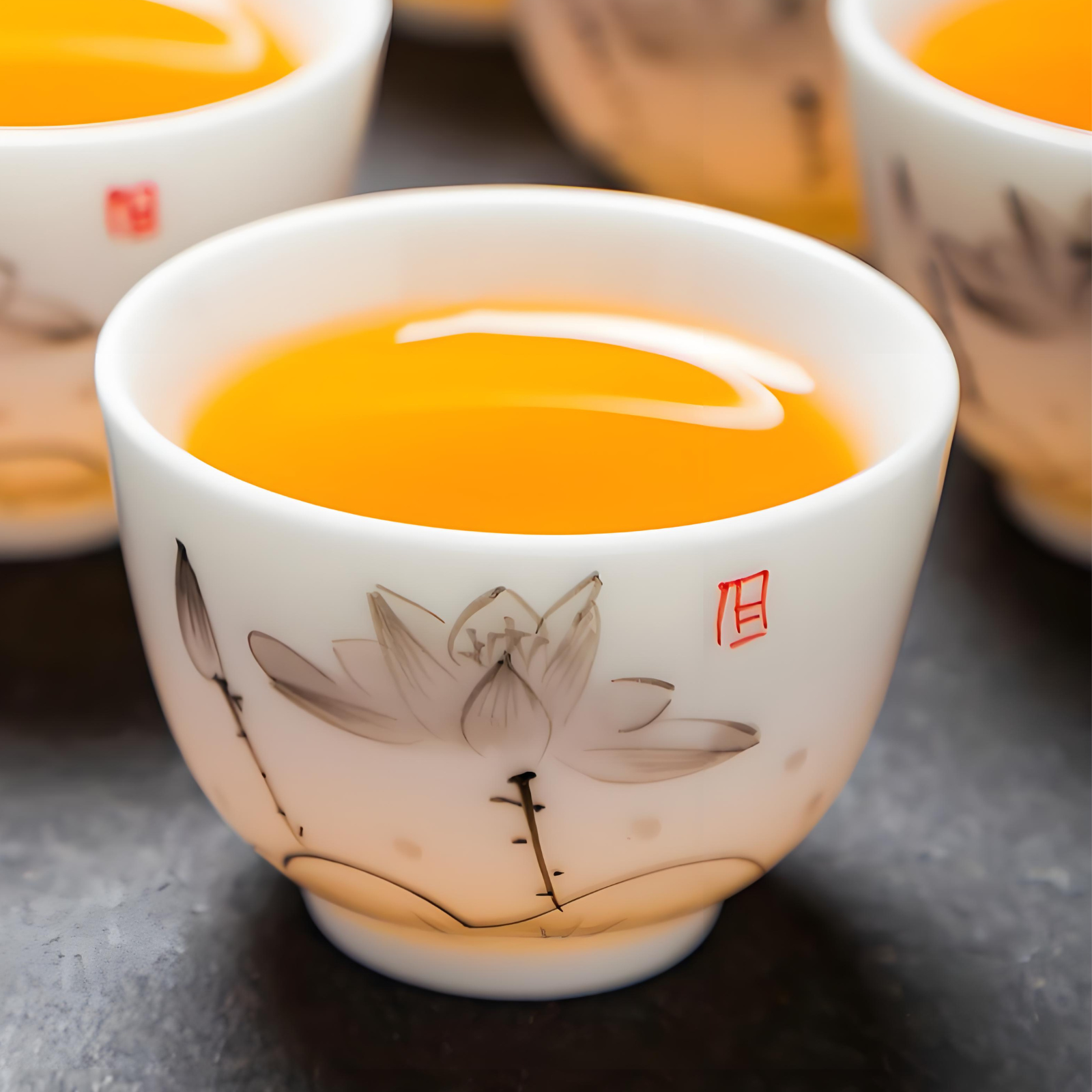 Chinese white jade porcelain 15-piece ink lotus tea set
