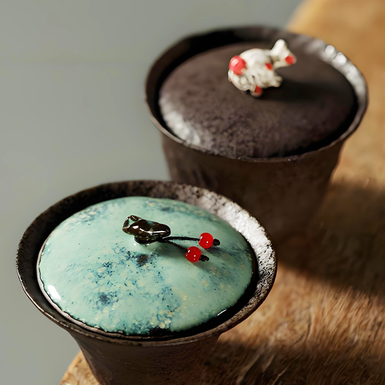 Handgefertigter Lotusblatt-Gaiwan – 100 ml Wabi-Sabi-Keramik, dünnwandig, hitzebeständig