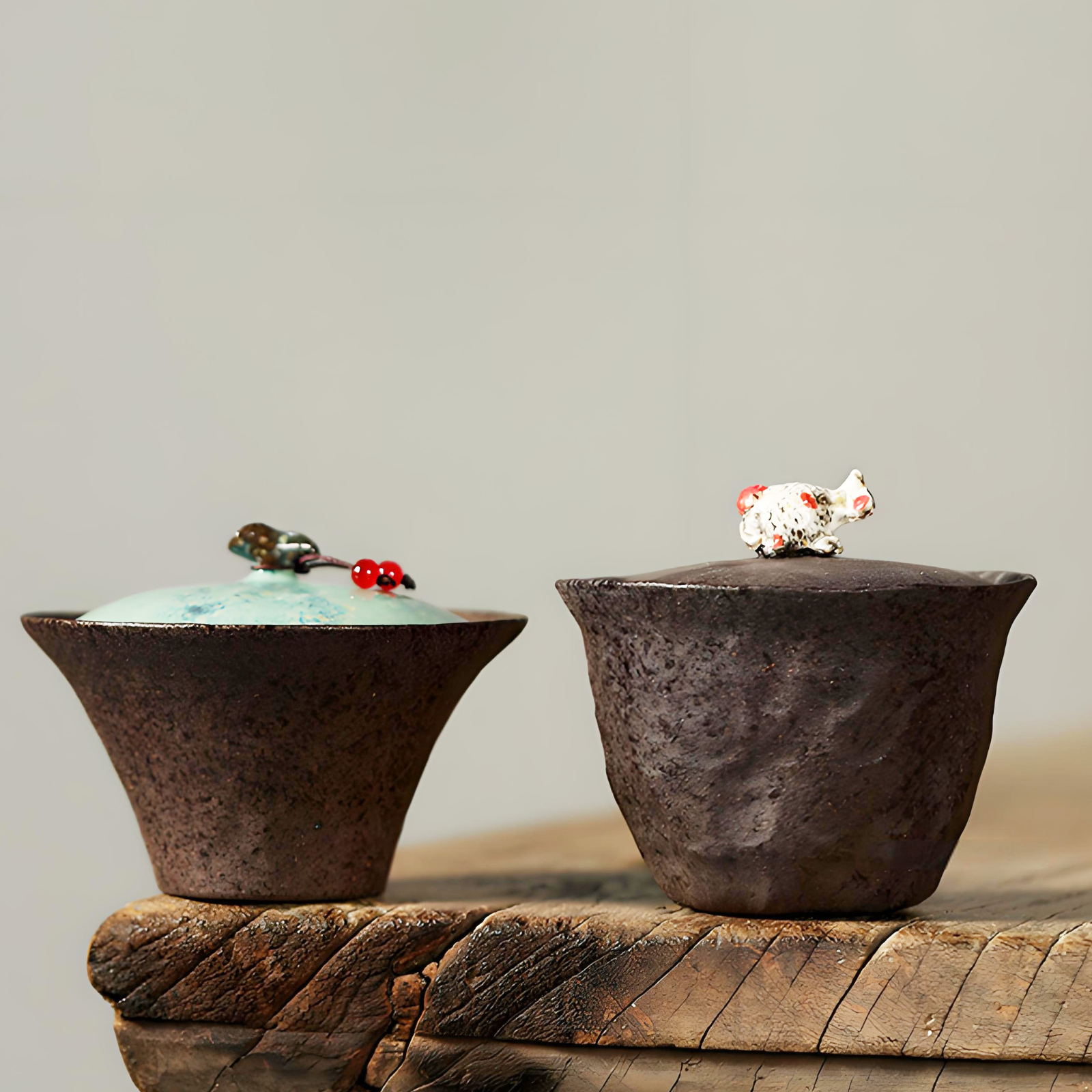 Handgefertigter Lotusblatt-Gaiwan – 100 ml Wabi-Sabi-Keramik, dünnwandig, hitzebeständig