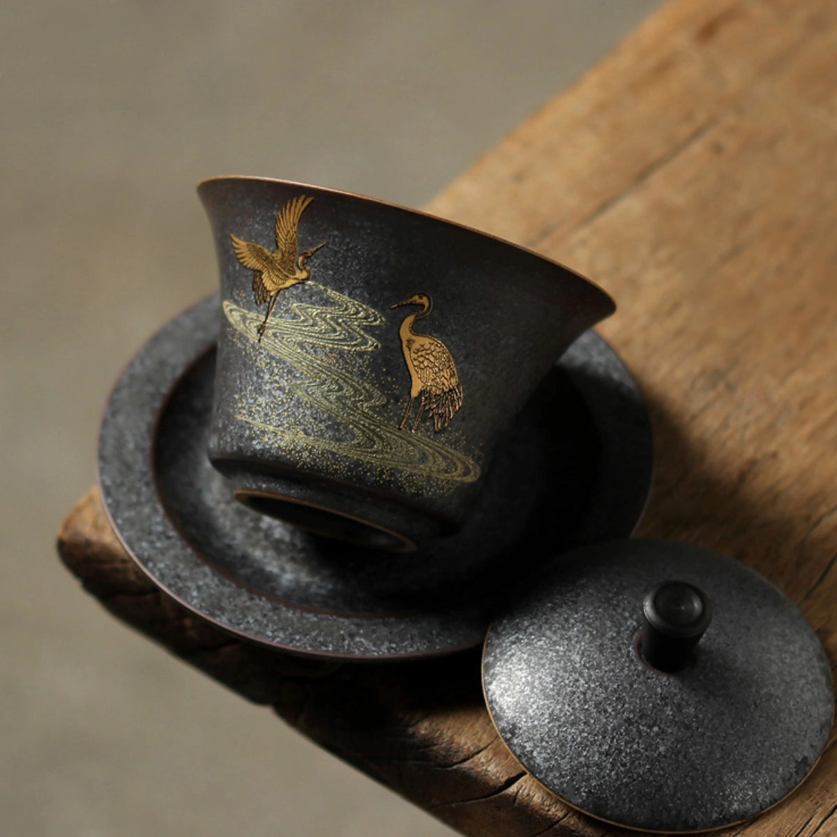 Jianshui golden crane black clay gaiwan -4