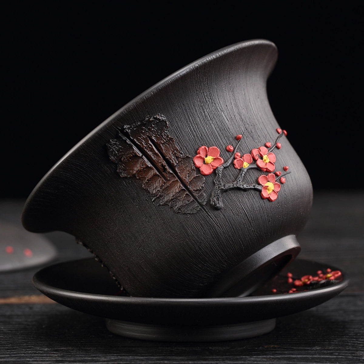 Jianshui plum blossom black clay gaiwan -1