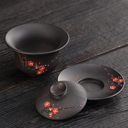 Jianshui plum blossom black clay gaiwan -2