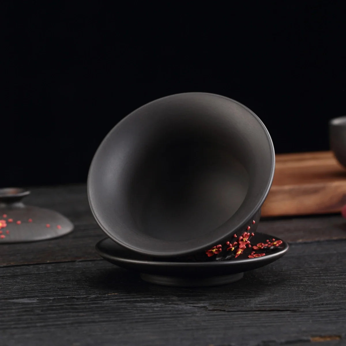 Jianshui plum blossom black clay gaiwan -3