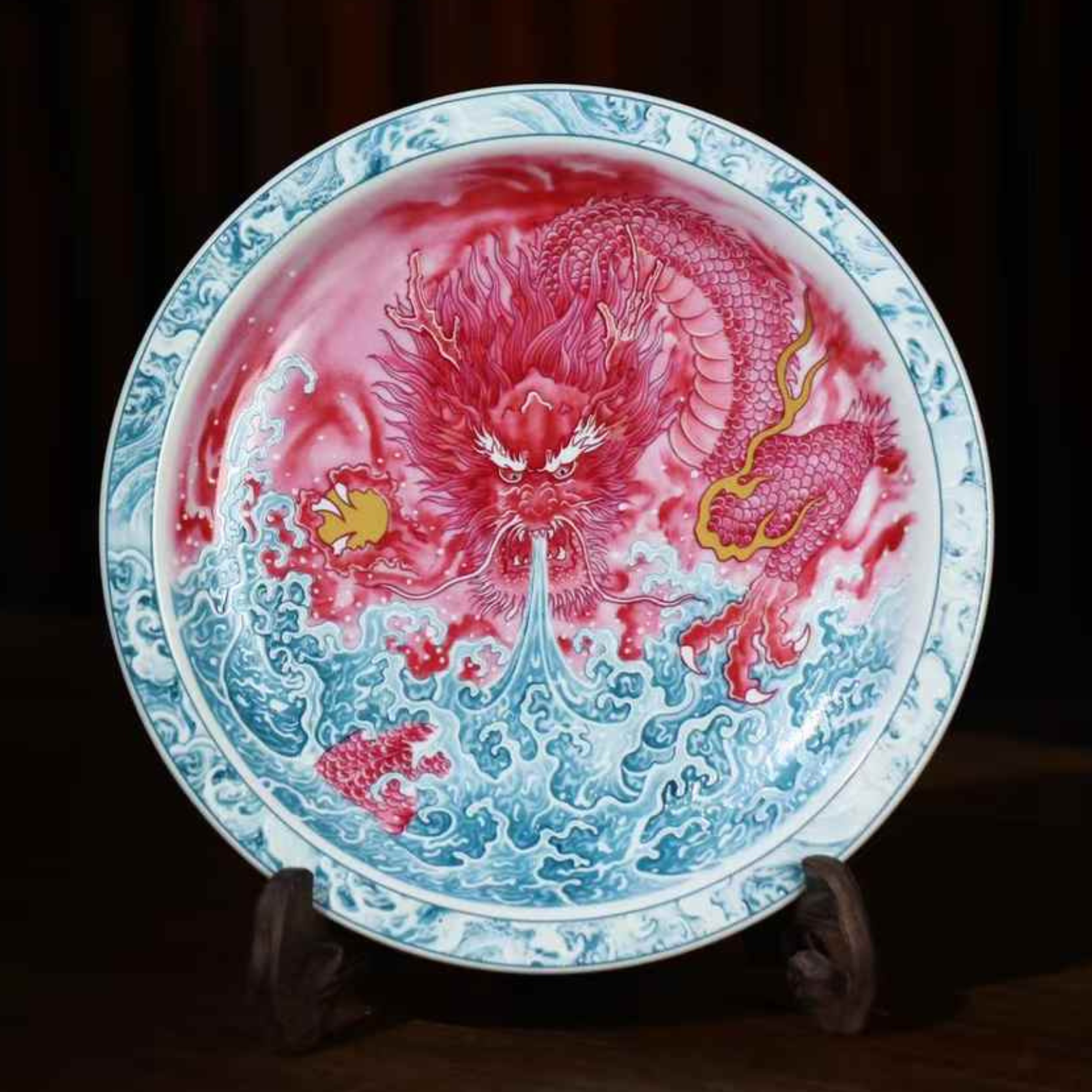 Jingdezhen Ruby Red Gold Dragon Gaiwan Set - 220ml Hand-Painted Ceramic, Collector's Edition