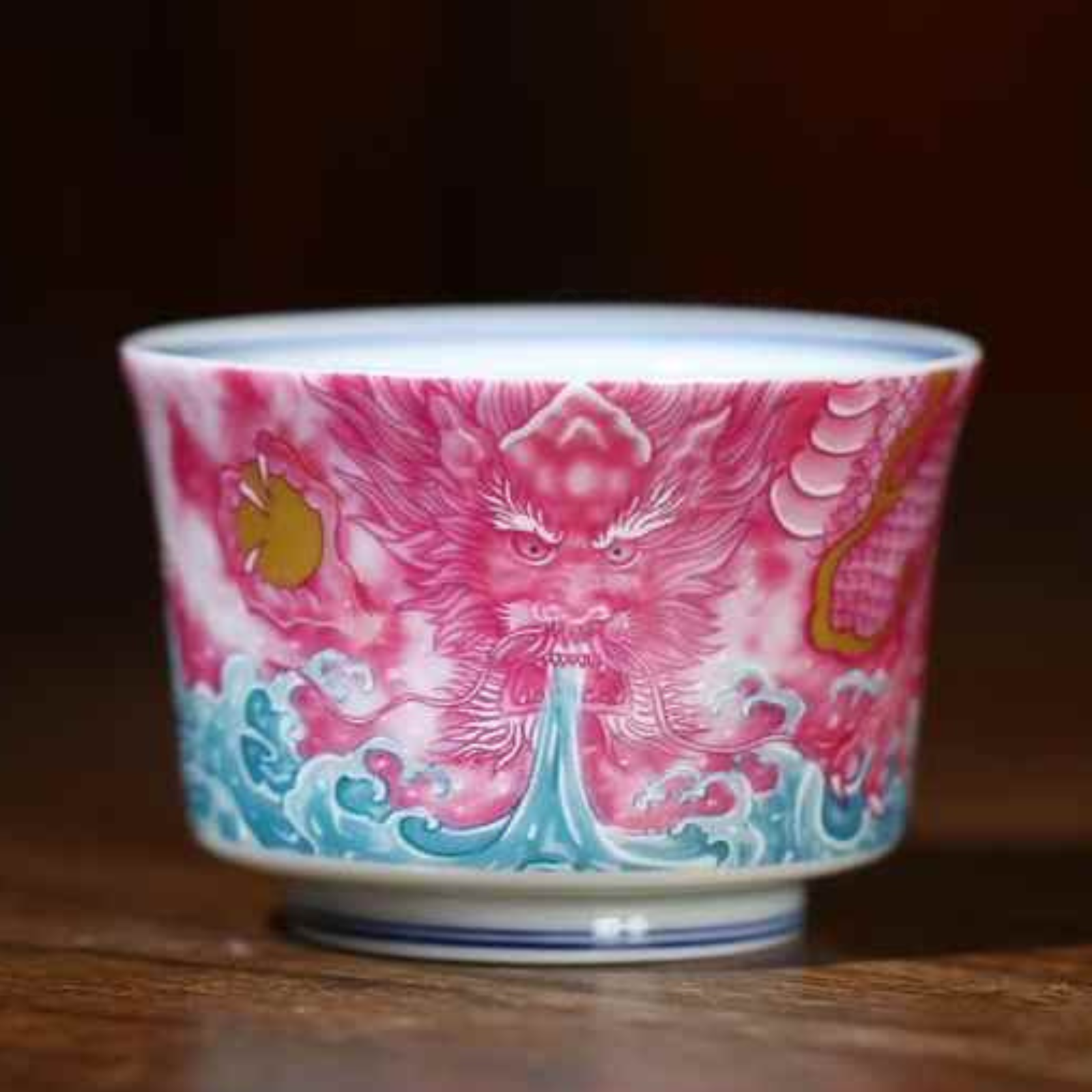 Jingdezhen Ruby Red Gold Dragon Gaiwan Set - 220ml Hand-Painted Ceramic, Collector's Edition