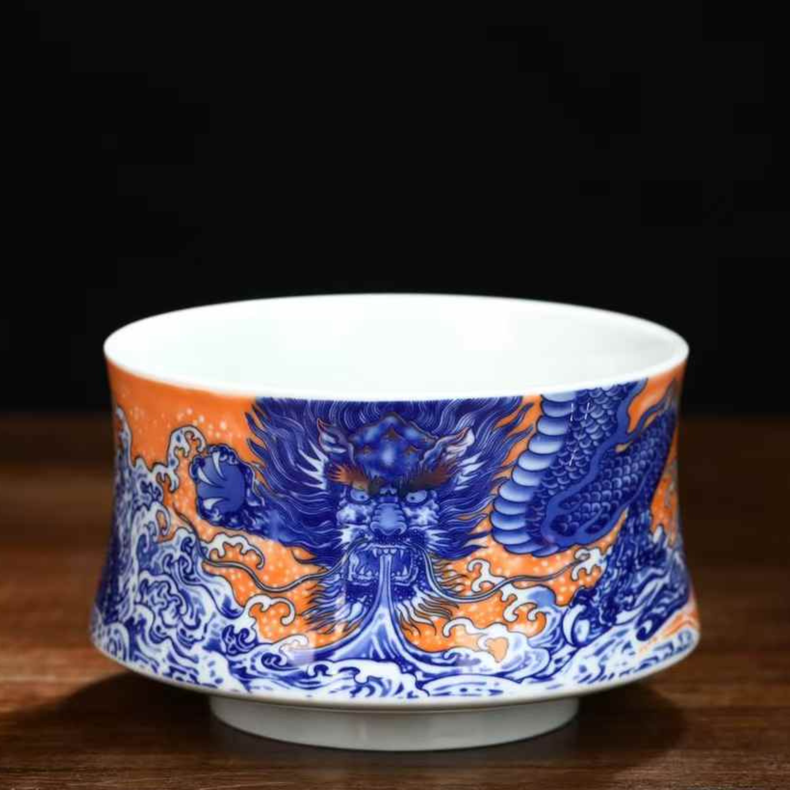 Jingdezhen Blue & White Dragon Tea Set - 220ml Gold-Accented Porcelain, Hand-Painted Collectible