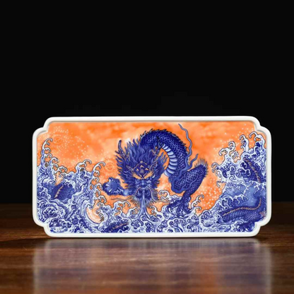 Jingdezhen Blau-Weißes Drachen-Teeservice – 220 ml, Porzellan mit Goldakzenten, handbemaltes Sammlerstück