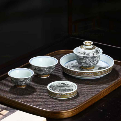 Jingdezhen tinte-farbigen landschaften von Jiangnan landschaft tee-sets
